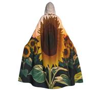 njkhbolk Unisex Sunflower And Sunset Print Full Length Hooded Cloak,Halloween Cape,Cosplay,Carnival Dress Up