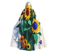 njkhbolk Unisex Sunflower Bee Print Full Length Hooded Cloak,Halloween Cape,Cosplay,Carnival Dress Up