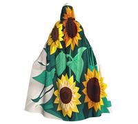 njkhbolk Unisex Sunflower Bee Print Full Length Hooded Cloak,Halloween Cape,Cosplay,Carnival Dress Up