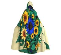 njkhbolk Unisex Sunflower Pattern Print Full Length Hooded Cloak,Halloween Cape,Cosplay,Carnival Dress Up