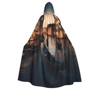 njkhbolk Unisex Venice Night Print Full Length Hooded Cloak,Halloween Cape,Cosplay,Carnival Dress Up