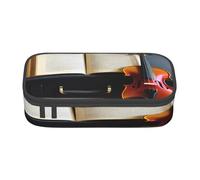 njkhbolk Violin and Book Print pencil case,large capacity,portable lightweight stationery box