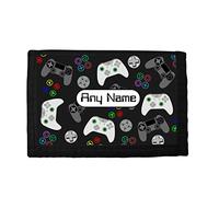 NJM Personalised Multi Gaming Controller Style Print Boys Kids Childs Fabric Nylon Wallet, Black, S