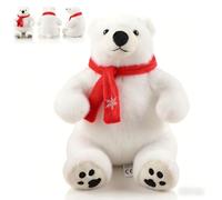 NJNRCOHXV Polar Bear Plush Toy, Realistic Soft Stuffed Animal with Red Scarf, Cuddly Bear Doll for Kids, 15/20/25/30cm, Birthday for Boys Girls, Nursery Room Decor