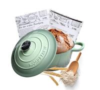 Njörd & Freya® Cast Iron Casserole 24 cm - Bread Baking & Roasting Pot with Enamel - Oven Safe, Induction Safe, Scratch-Resistant, for Juicy Bread & Stewing Dishes Mint Green, Cooking Pot for Your