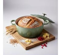 Njörd & Freya Cast Iron Dutch Oven 24 cm - Enameled Bread Baking Pot with Lid for Roasts & Stews - Oven-Safe, Suitable for Induction, Black