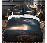 NJOFERDIN 3D Design Printed 3 Pieces Bedding Set Bedroom Decor Super Stormy Sky Comforter Cover Washable Hypoallergenic for Girls,Kids,Teenagers Dramatic Weather Quilt Cover Super king（260x220cm）
