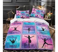 NJOFERDIN 3D Design Printed 3PCs Bedding Set Home Decor Design Gymnastics Duvet Cover Durable Hotel Quality for Girls,Youth,Children ColorfulMotivational Comforter Cover Super king（260x220cm）