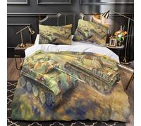 NJOFERDIN 3D Design Printed 3PCs Bedding Set Home Decor Super Military Tank work Duvet Cover Breathable Anti-allergic for Adults,Boys,Teenagers warfare Comforter Cover Super king（260x220cm）