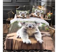 NJOFERDIN 3D Design Printed 3PCs Bedding Set Room Decor Ultra Cute Koala Baby Duvet Cover Washable Breathable for Teenagers,Adults,Boys Wild Animal Comforter Cover Super king（260x220cm）