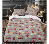 NJOFERDIN 3D Print 3PCs Bedding Set Home Decor Design Extra Fire Truck Duvet Cover Durable Anti-allergic for Teenagers,Teens,Girls Childrens Coon Comforter Cover Super king（260x220cm）