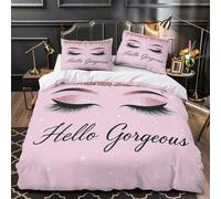 NJOFERDIN 3D Print 3PCs Bedding Set Home Decor Zipper Closure Extra Soft Glamour Eyes Duvet Cover Washable Hypoallergenic for Teenagers,Youth,Boys Beauty Makeup Comforter Cover King（220x240cm）