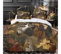 NJOFERDIN 3D Printed 3 Pcs Bedding Set Home Decor Design Extra Boxer Dog Portrait Comforter Cover Hypoallergenic All Season for Kids,Adults,Teenagers realistic Animal Quilt Cover Single（135x200cm）