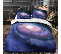NJOFERDIN 3D Printed 3-Piece Bedding Set Home Decor Ultra Galaxy Spiral Comforter Cover Machine Washable All Season for Adults,Kids,Children Cosmic Space Duvet Cover Single（140x200cm）