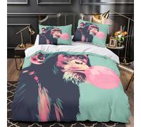 NJOFERDIN 3D Printed 3 Pieces Bedding Set Bed Decor Hidden Zipper Super Chimp Blowing Bubble Quilt Cover Durable Wrinkle-Resistant for Adults,Kids,Teenagers pop Monkey Duvet Cover King（220x240cm）