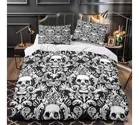 NJOFERDIN 3D Printed 3 Pieces Bedding Set Bedroom Decor Zipper Closure Ultra Skull Ornate Comforter Cover Breathable Anti-allergic for Girls,Kids,Youth Gothic Baroque Quilt Cover Double（200x200cm）