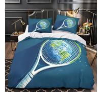 NJOFERDIN 3D Printed 3PCs Bedding Set Bedroom Decor Zipper Ultra Soft Eh Tennis Racket Comforter Cover Breathable Durable for Girls,Kids,Teenagers digital Quilt Cover Double（200x200cm）
