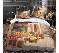 NJOFERDIN 3D Printed 3PCs Bedding Set Room Decor Zipper Closure Ultra Italian Street Market Comforter Cover Breathable Wrinkle-Resistant for Kids,Teens,Boys Quilt Cover Super king（260x220cm）