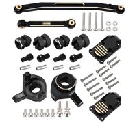 NJORA RC Black Brass Upgrades Steering Knuckle,Diff Cover and Steering Rod Tie Links Set for 1/24 RC Crawler Car Accessories Axial SCX24 AXI90081 Upgrades Parts