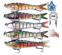 Njord Kalastus Pike Lures Set of 5 in Box Fishing Lures for Predatory Fish - Multi-Part Wobbler with Joint for Realistic Run 14 cm 25g Slow Sinking