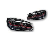 Njprmbq Headlights Assemblies Car Styling Head Lamp For VW For Golf 6 Headlights 2009-2012 LED Headlight DRL Signal Hid Bi Xenon Accessories(All LED Red,Left Hand Drive)