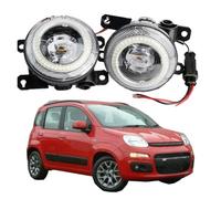 Njprmbq Headlights Assemblies For Fiat For Panda (312_, 519_) 2012-2022 30W H11 Adjustable Car Fog Daytime Running Lamp 2IN1 LED Light Angel Eye DRL Assembly(White and Yellow)