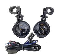 Njprmbq Motorcycle Headlight 100W Moto Fog Lamp Motorcycle LED Headlight Fog Lights Auxiliary Driving Lamp Spotlight Dual Color Farol Head Light(Wired switch)