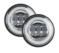 Njprmbq Motorcycle Headlight 2pcS Motorcycle 4.5 Inch Led Fog Light DRL Led Fog Halo Ring 30W Round Waterproof 4 1/2 Auxiliary Passing Lamp Accessories Head Light(With Halo Chrome)