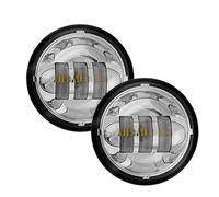 Njprmbq Motorcycle Headlight 2pcS Motorcycle 4.5 Inch Led Fog Light DRL Led Fog Halo Ring 30W Round Waterproof 4 1/2 Auxiliary Passing Lamp Accessories Head Light(No Halo Chrome)