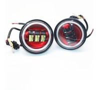 Njprmbq Motorcycle Headlight 2pcS Motorcycle 4.5 Inch Led Fog Light DRL Led Fog Halo Ring 30W Round Waterproof 4 1/2 Auxiliary Passing Lamp Accessories Head Light(A With Halo Red)