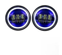 Njprmbq Motorcycle Headlight 2pcS Motorcycle 4.5 Inch Led Fog Light DRL Led Fog Halo Ring 30W Round Waterproof 4 1/2 Auxiliary Passing Lamp Accessories Head Light(B With Halo Blue)