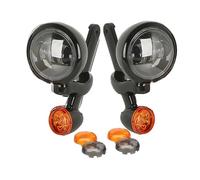 Njprmbq Motorcycle Headlight 4.5" DRL LED Auxiliary Spotlight For Passing Light Fog Light Brackets For Touring For Road For King Turn Signal Lights Head Light(A Black set)
