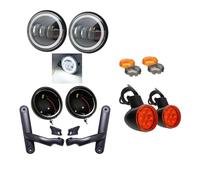 Njprmbq Motorcycle Headlight 4.5" DRL LED Auxiliary Spotlight For Passing Light Fog Light Brackets For Touring For Road For King Turn Signal Lights Head Light(A DRL SET)
