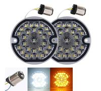 Njprmbq Motorcycle Headlight For Road For King For Electra For Glide For Ultra Classic 3 1/4 Inch LED 1157 Front/Rear Turn Signals Lens Brake Running Light Head Light(1157 White Amber)