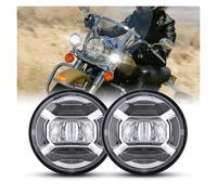 Njprmbq Motorcycle Headlight For Road King Motorcycle Projector Driving Lamp Passing Lamps 2PCS 4.5 4-1/2 Inch LED Fog Light Round Spot Auxiliary Light Head Light(Silver)