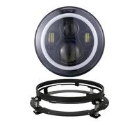 Njprmbq Motorcycle Headlight For Touring For Electra For Glide For Road King For Street For Glide 7inch LED Headlight White DRL 4.5inch Halo Fog Lights Adapter Ring Head Light(Black B with DRL)