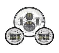 Njprmbq Motorcycle Headlight For Touring For Electra For Glide For Road King For Street For Glide 7inch LED Headlight White DRL 4.5inch Halo Fog Lights Adapter Ring Head Light(Chrome A not DRL)