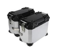 Njprmbq Rear Rack 35L/38L Motorcycles Side Saddle Bags Luggage Case Saddlebag Tool Box Storage Trunk Key Lock Aluminum Toolbox Rear Helmet Topcase Cargo Carrier(38L Silver)