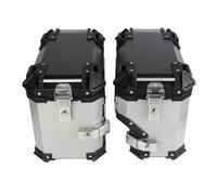 Njprmbq Rear Rack 35L Aluminum Motorcycle Side Saddle Bags Luggage Cases Saddlebags Tool Box Storage Trunk Key Lock Toolbox Rear Helmet Topcase Cargo Carrier(Silver 35L(Pair))