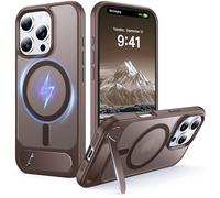 NJROW Magnetic Stand for iPhone 16 Pro Max Case Compatible with MagSafe [Stand & Wireless Charging 2in1] [Flush Hidden Kickstand] [Military Shockproof] Slim Translucent Matte Silicone,Desert Titanium