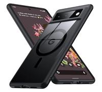 NJROW Strong Magnetic for Google Pixel 6 Case Compatible with MagSafe [2024 Upgraded] [NO.1 Anti-Yellow Tech] [Military-Grade Protection] Hard Back Anti-Slip Silicone for Pixel 6 Cover, Clear Black