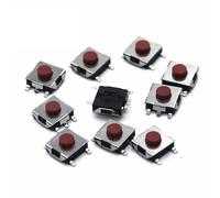 NJRPWAUNK Micro Switch 100PCS Flat Red SMD 5Pin 6x6 Tact Push Button 6 * 3.1MM 6x6x3.1mm