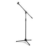 NJS Professional Microphone Stand Kit - Adjustable Height Tripod Boom Mic Stand with Foldable Arm and Secure Spring-Loaded Clip Holder for Stage & Studio Use