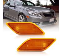 NJSBYL Amber Yellow Lens Front Bumper Side Marker Lights Lamp Housing for 2010-2013 Mercedes-Benz W212 E-Class Pre-LCI E350 E550 E63 AMG Sedan/Wagon Driver Fender Sidemarker OEM Lamps Replacements