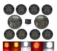 NJSBYL LED Update Complete Light Kits - 10pcs Upgrade Round Led Indicator Light Rear Tail Lmap Fog & Reverse & Front Side Light For Land Rover Defender 1990-2016(Smoked lens total 10pcs)