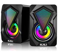NJSJ H128 Computer Speakers,2.0 USB Powered Gaming Speakers with RGB LED Light 3.5mm Aux Input Stereo Mini Multimedia Speaker for PC, Desktop, Laptop, Cellphone, Monitor
