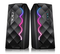 NJSJ PC Speakers, 2.0 Stereo Gaming Speakers with Bluetooth and 3.5mm Aux Connection, 6 RGB Lighting Effects, Wired Desktop USB Speaker with for Computer, Laptop, Monitor, Tablets, TV