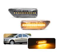 njssjd LED Side Indicator Repeater Lights for Volvo XC90 S60 MK1 S80 MK1 V70 MK2 XC70 Clear Lens Amber Led Side Marker Turn Signal Lamp OEM Fit 2pcs