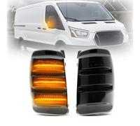 njssjd LED Wing Mirror Indicator for Fo.rd Transit MK8 2014-2025, Rearview Turn Signal Light for Motorhome, E-mark Plug & Play OEM Replacement, 2PCS (Smoked Lens)