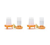 NJTHNTJR 2X Top Filling Chick Feeder and Waterer Kit, Chick Feeder and Waterer with 3 Heights Adjustable Legs for Chicks Orange